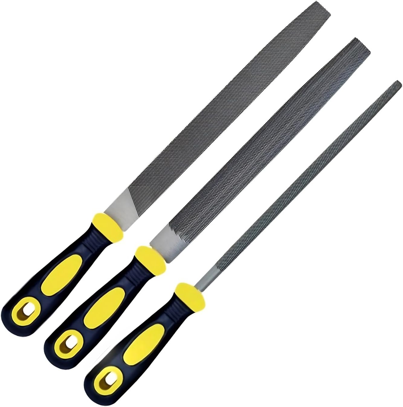 3 pcs Metal File Set. 8-inch.Professional High Carbon Steel File. Includes Flat/Round/Half-Round.Work for Metal. Wood