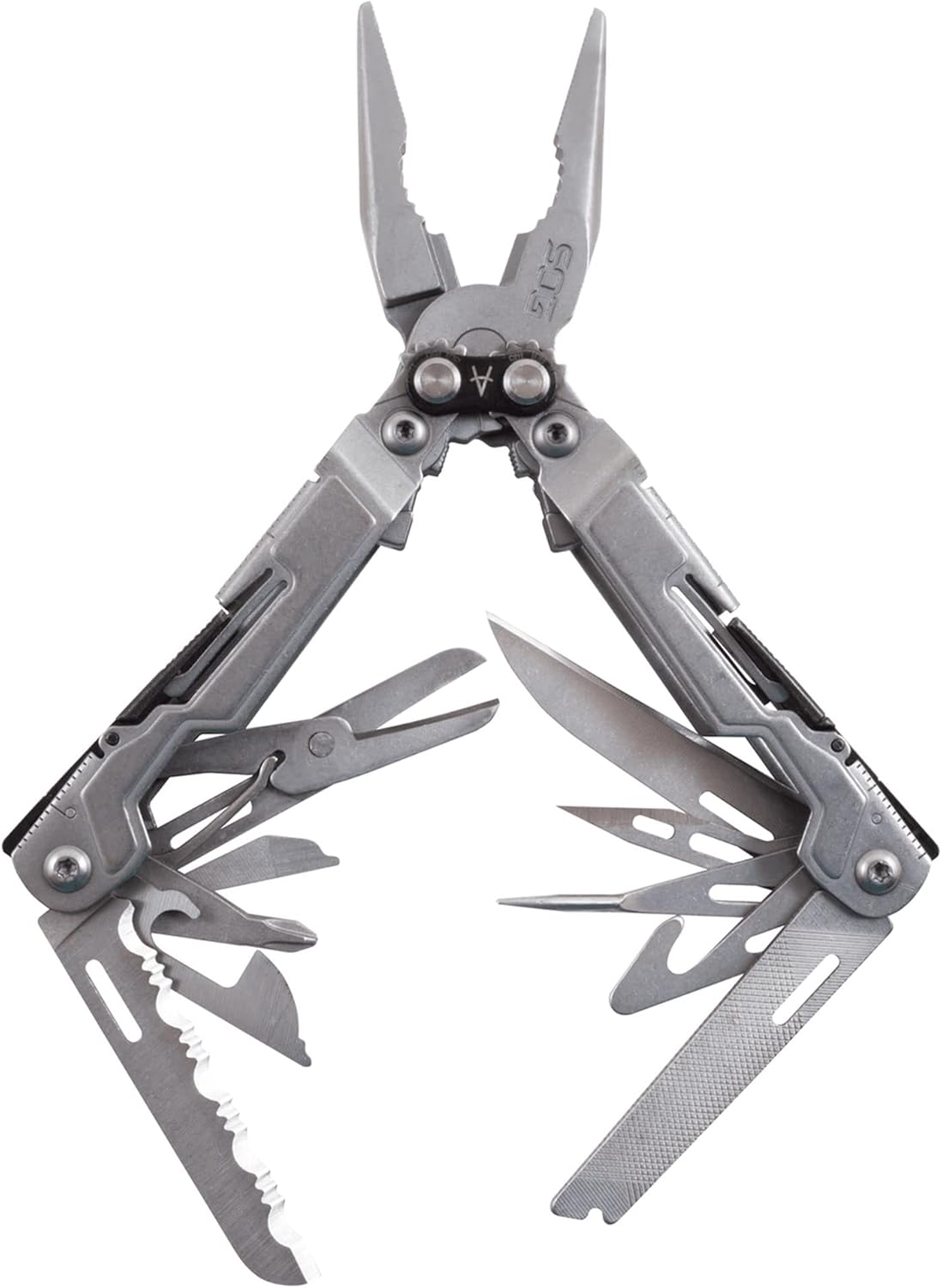 SOG PowerPint Mini Compact Stainless Steel Multi-Tool |18 Lightweight Specialty Tools & SOG Multitool Pliers Pocket Knife. Stone Wash
