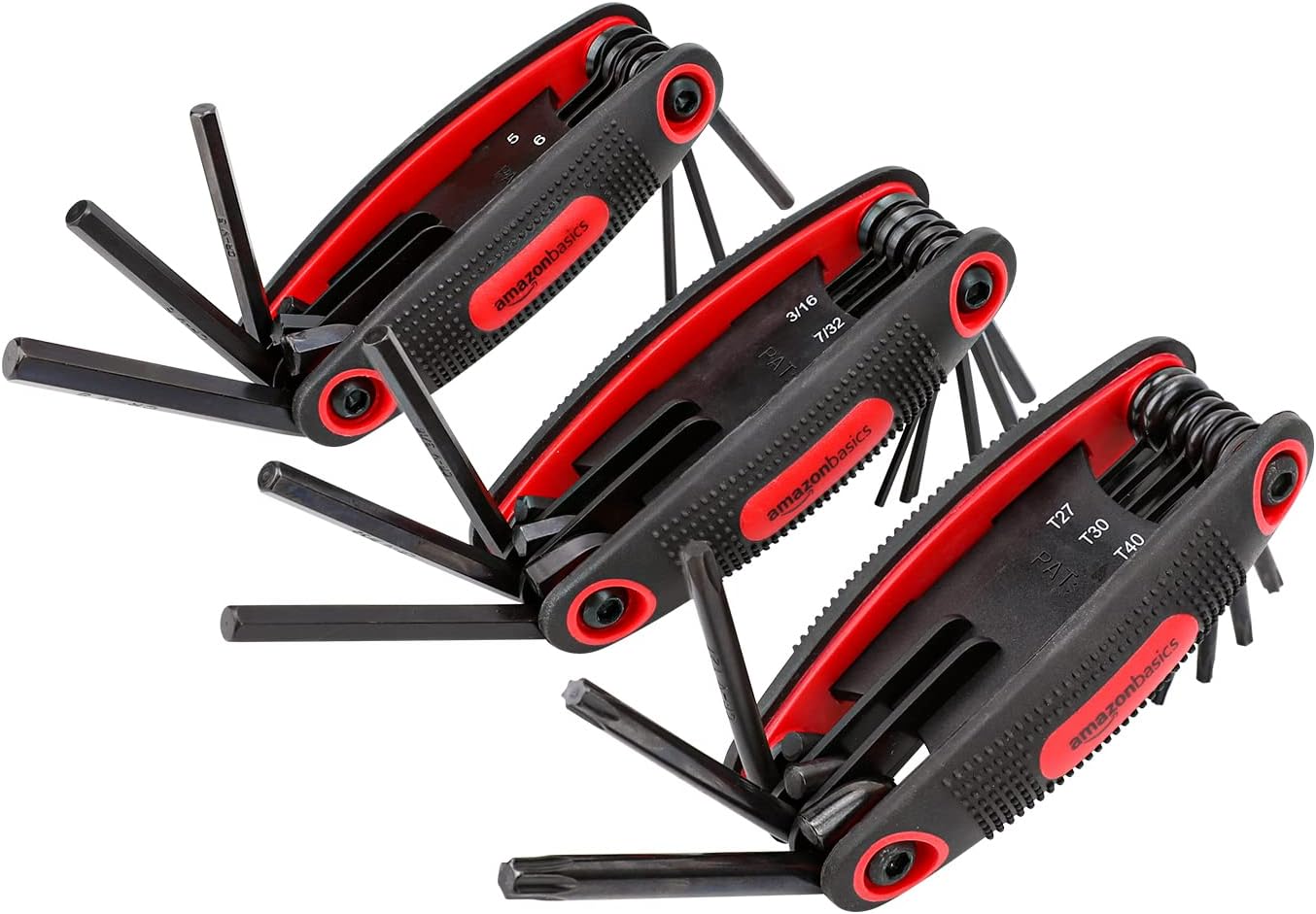 Amazon Basics Folding Hex Key Set. Metric. SAE. and Star Sizes. 3-Pack