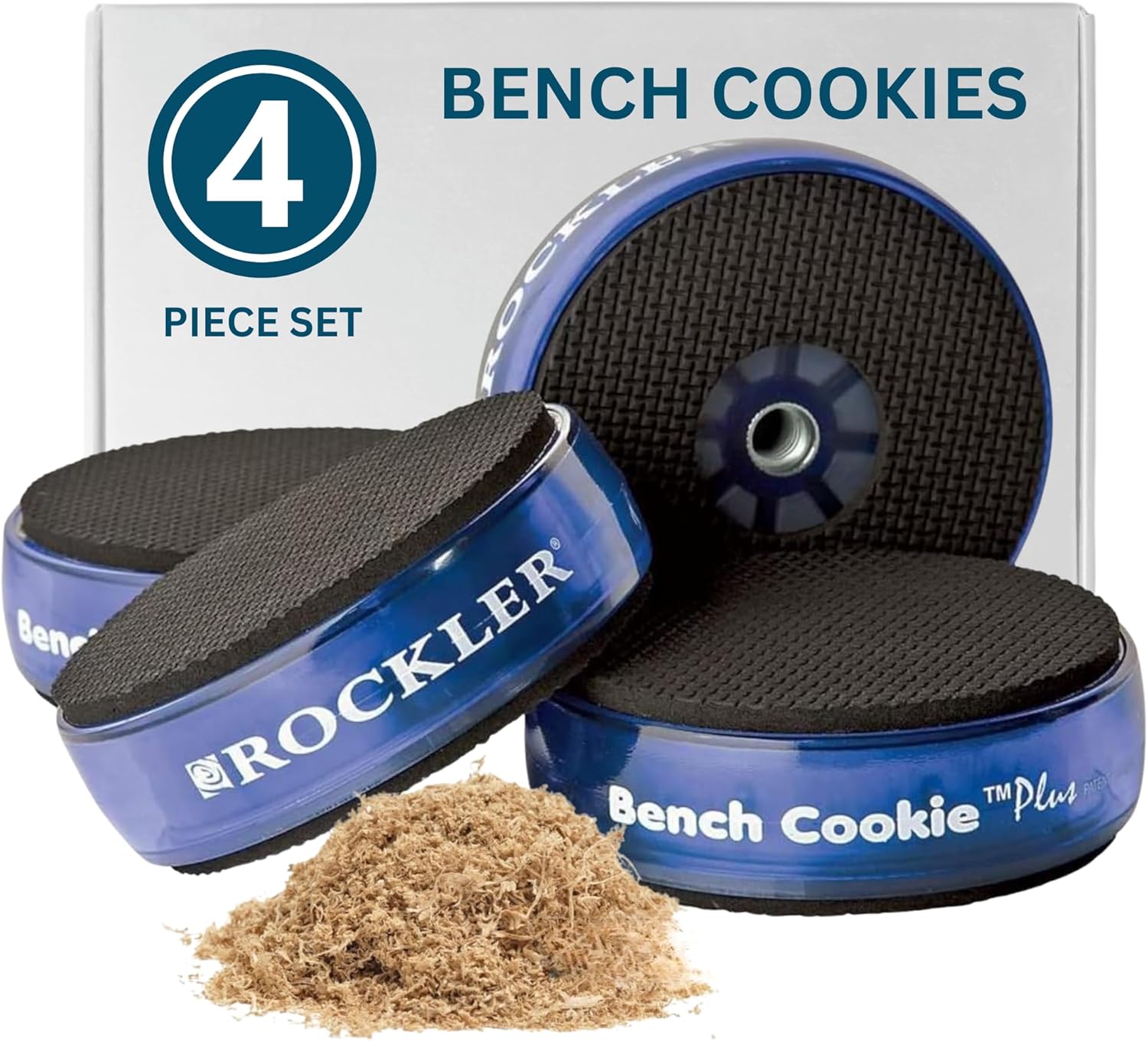 Rockler Work Bench Cookies Plus Work Grippers (4 Pack) ¨C Rockler Bench Cookies Protect Workpiece from Scratches and Benchtop Debris - Woodworking Kit for Most Average-Sized Panels
