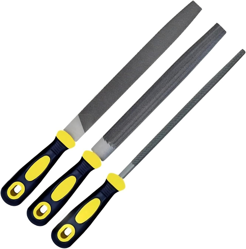 3 pcs Metal File Set. 8-inch.Professional High Carbon Steel File. Includes Flat/Round/Half-Round.Work for Metal. Wood