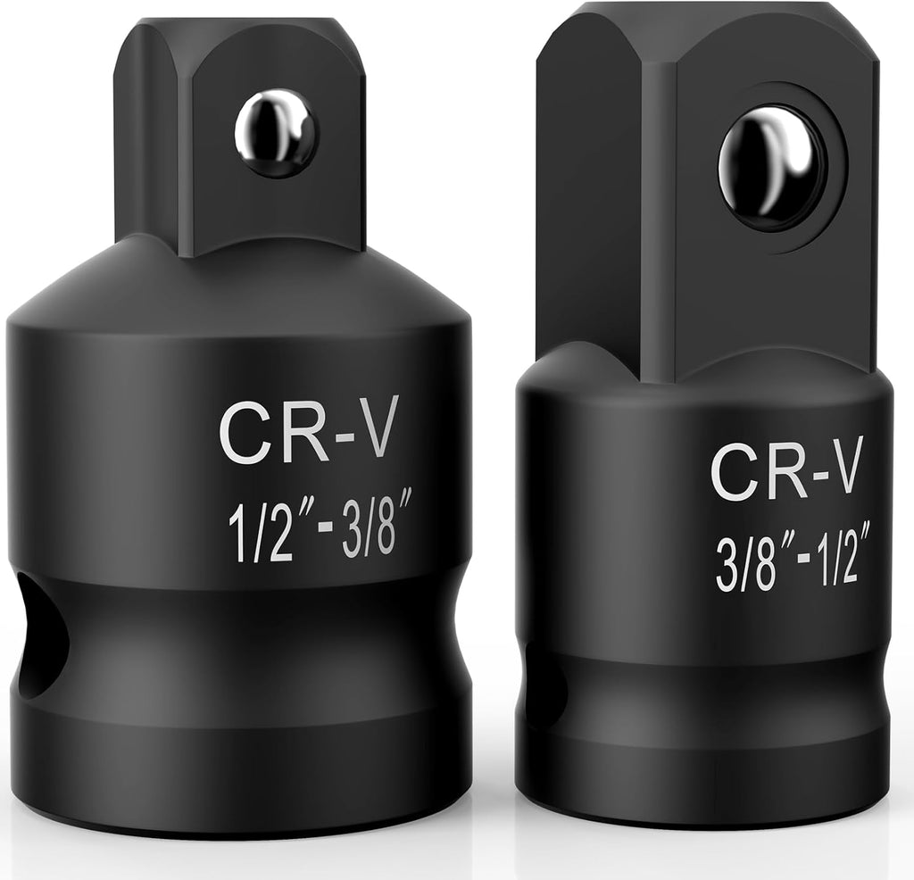 2PCS Impact Socket Adapter and Reducer Set.1/2to 3/8 & 3/8to 1/2 Impact Adapter Set Breaker Bar Wrench Conversion Kit Mechanic tools